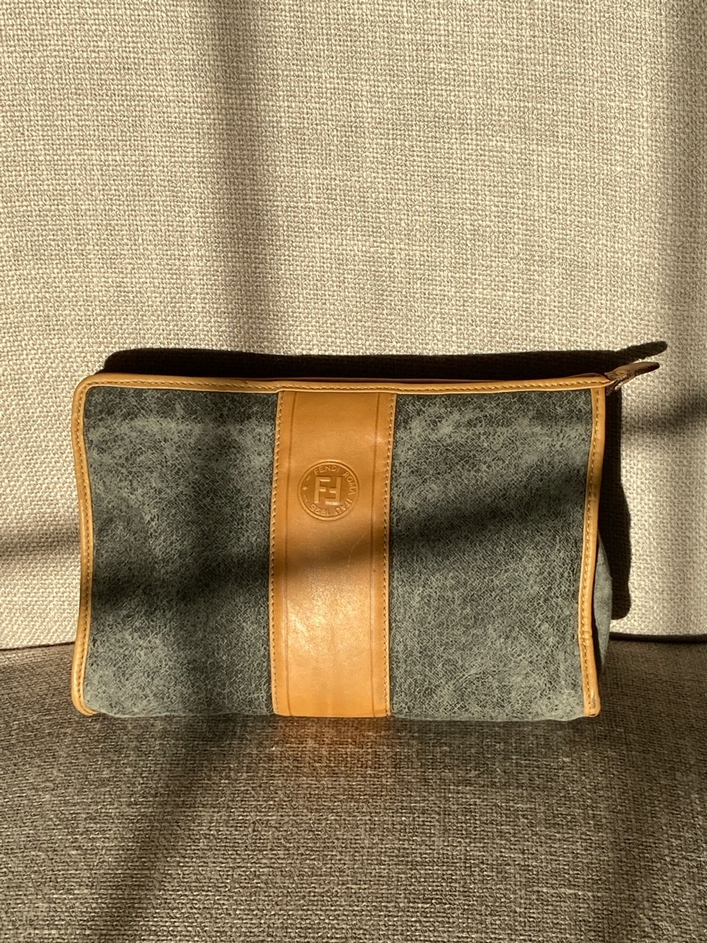 Fendi vintage Gray & Tan Travel Pouch - Picture 2 of 14